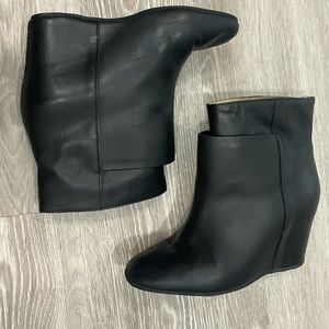 MM6 MAISON MARGIELA Black Leather Wedge Ankle Boots Sz 6.5